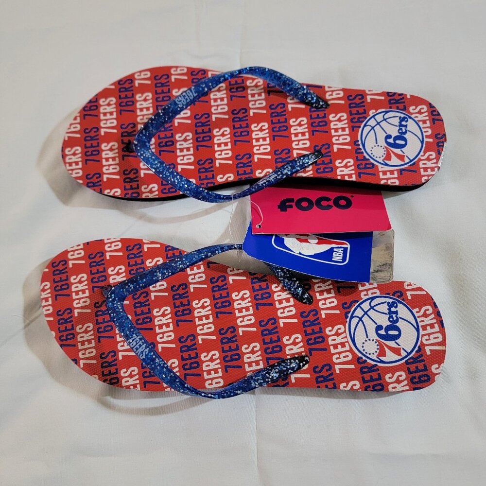 Flip Flops FOCO Philadelphia 76ers Ladies Forever Collectables USA New w/Tags
